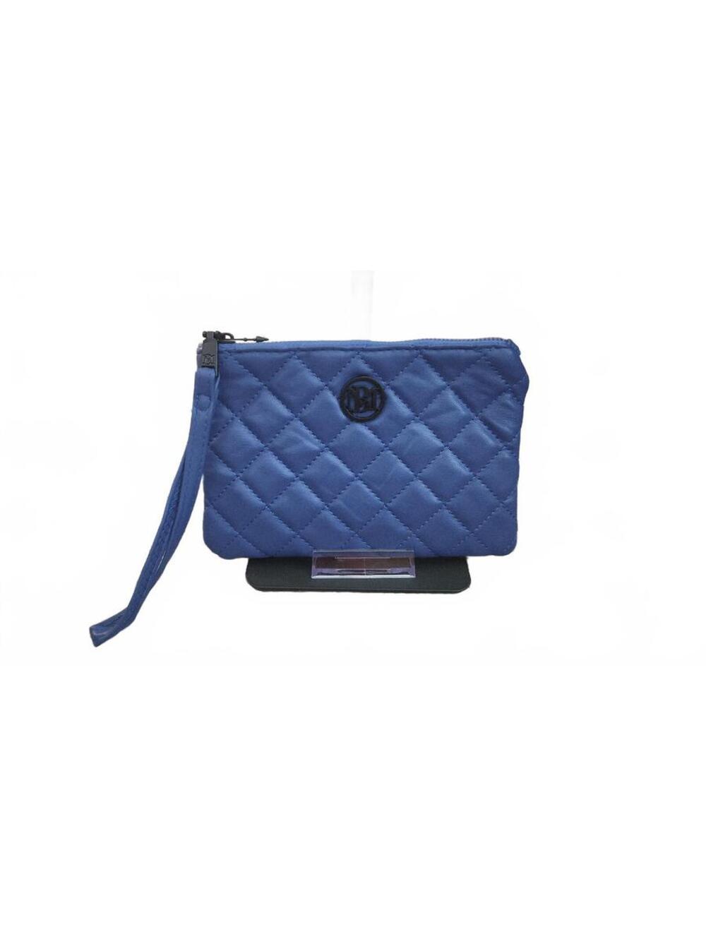Badgley Mischka Vegan Leather Quilted Wristlet Clutch - Navy Blue